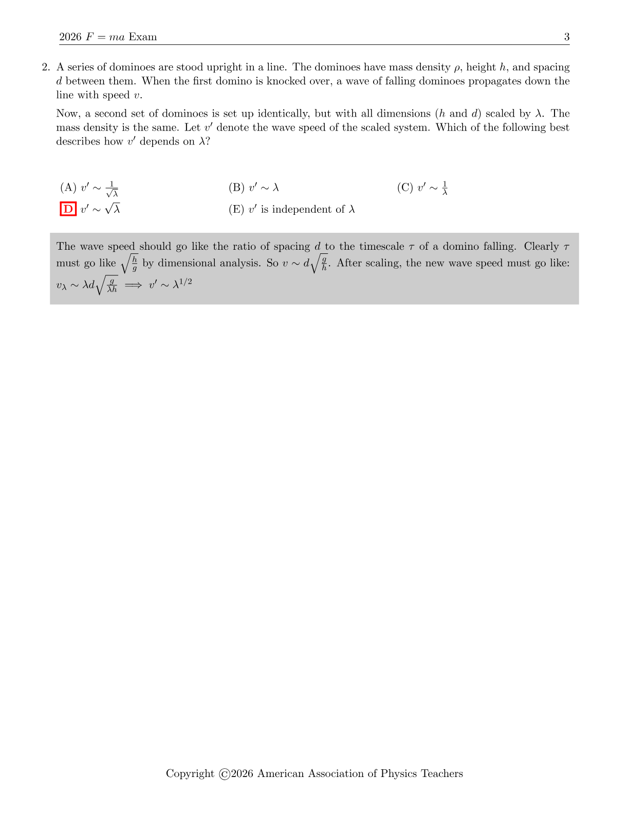物理竞赛全年规划-F=ma真题量纲分析题